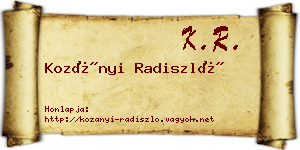 Kozányi Radiszló névjegykártya