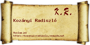 Kozányi Radiszló névjegykártya